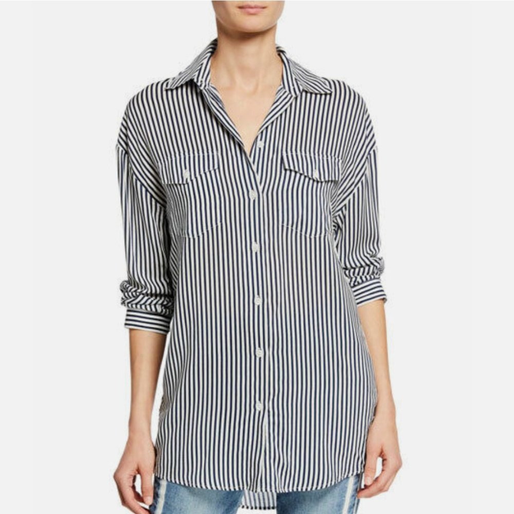 The Kooples Sport Button Down Stripe Shirt Size 3